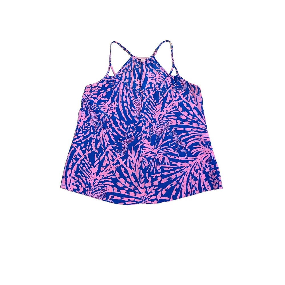 Lilly Pulitzer Rory Tank Size S Silk Top Sleeveless Zebra Rollin In The Grass